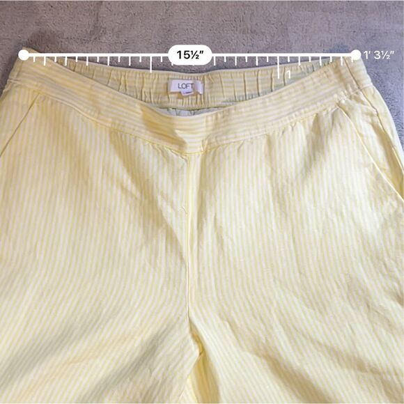 New women’s Yellow Striped Linen Wide Leg Pants LARGE - Picture 3 of 8